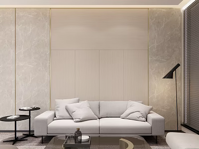 Modern Lounge With Light Sofa And Minimalist Decor 3d model