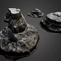 Natural Stone Sculptural Pieces With Rough Texture And Three Different Shapes Design
