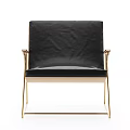 Modern Black Leather Armchair With Gold Metal Frame And Sleek Design