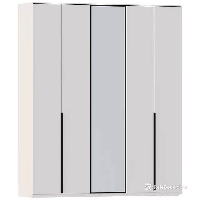 Sleek Modern Chest of Drawers in White Gray with Black Accent Lines and Minimalist Design 3d model 