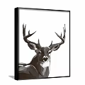 Geometric Deer Animal Painting In Black And White For Modern Home Wall Decor