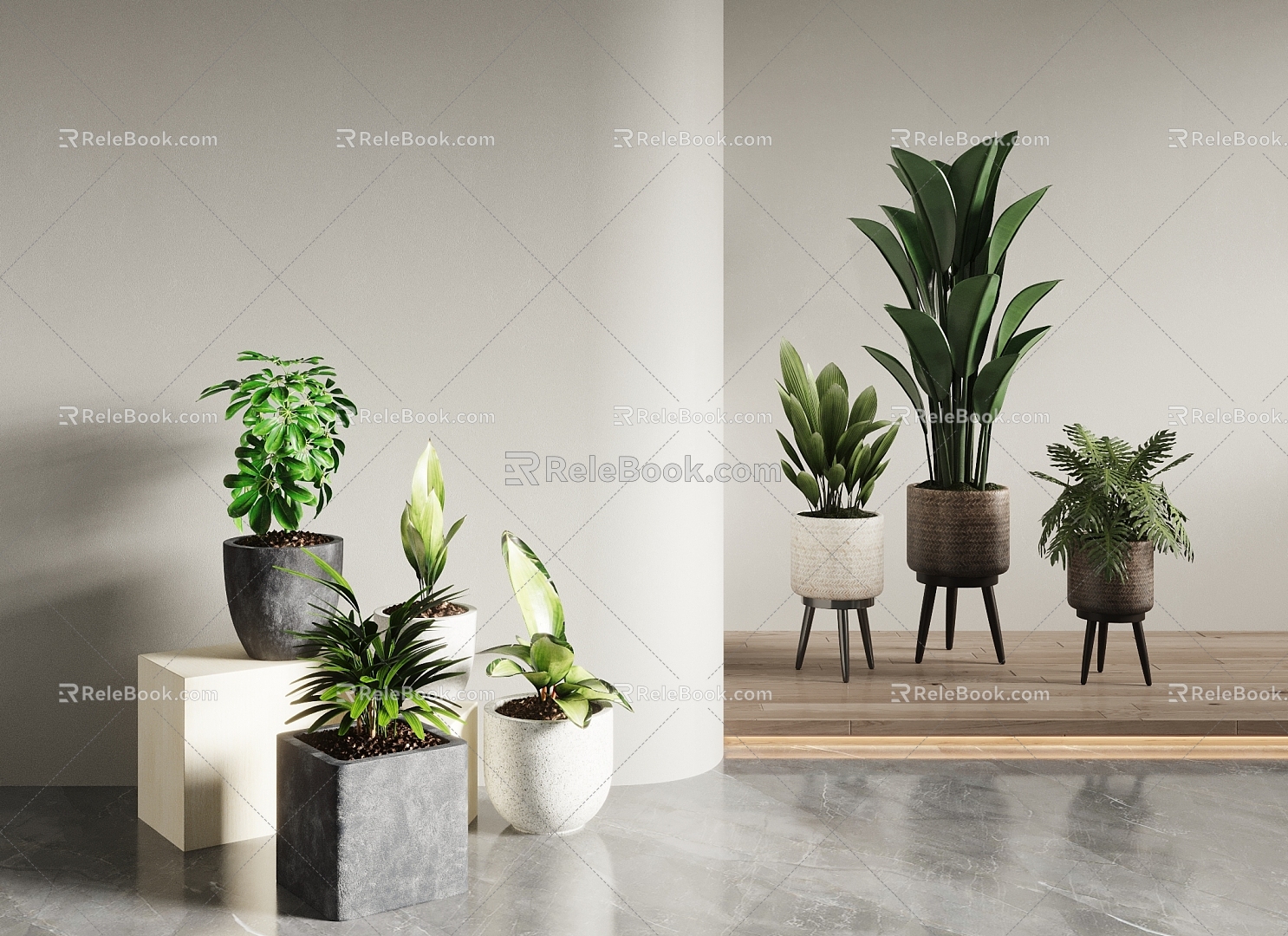 Modern potted potted plant 3d model