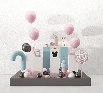 Modern Meichen Display Window Balloon Decoration Display Area Exhibition Point 3d model