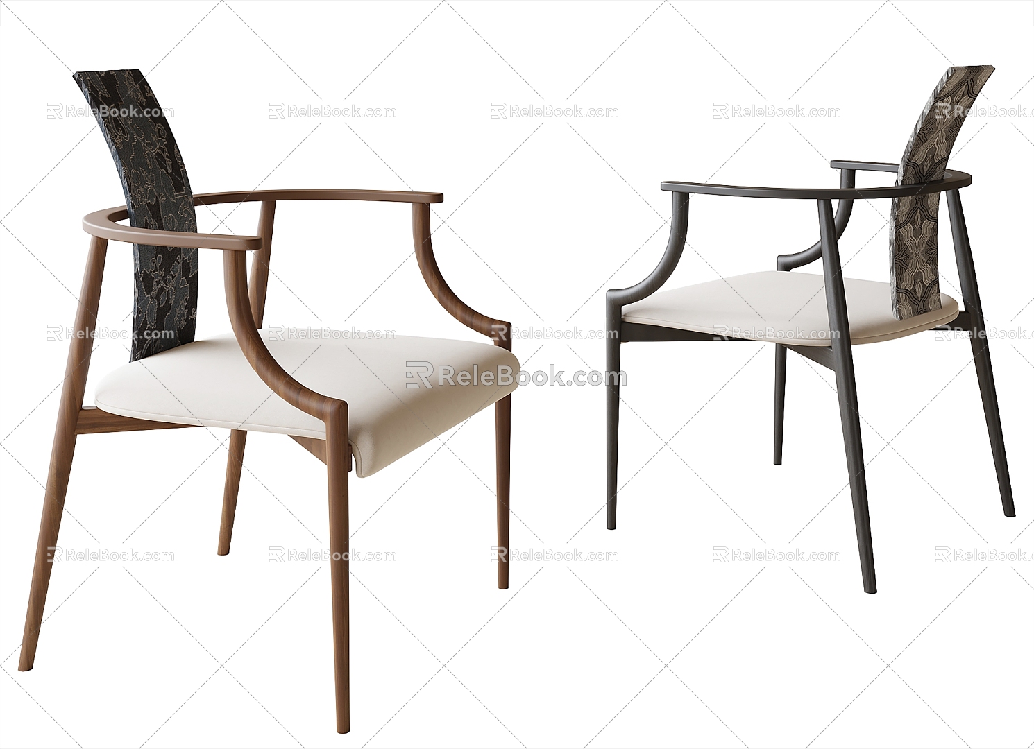 New Chinese Dining Chair Single Chair Leisure Chair 3d model