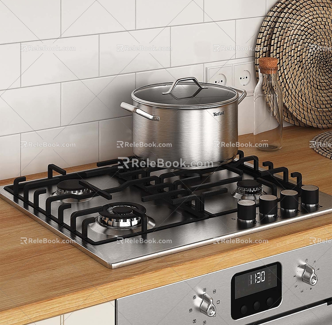 Gas stove stove boiler kitchenware 3d model