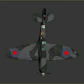 Vintage World War II Fighter Airplane With Military Camouflage Paint And Red Blue Wing Insignia