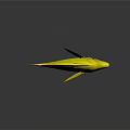 Bright Yellow Tropical Fish with Green Fins Orange Eyes and Pointed Snout