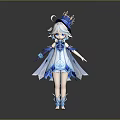 Elegant Blue White Decorative Lights On Fairy Style Character Costume With Crown Detail