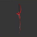 Red Fantasy Sword With Sharp Blade Demonic Inspired Design And Ornate Decorative Details
