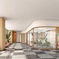 Elegant Beauty Salon Lobby With White Reception Desk And Marble Floor