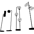 Stylish Floor Lamps Showcasing Different Design Elements Like Spherical And Cylindrical Shades 3d model