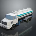 White Tanker Truck With Blue Stripe And Fuel Transport Tank 3D Rendering