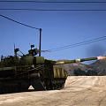 Military Tank Firing In Field With Number 2231 And Armor