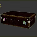 Vintage Brown Leather Trunk With Metal Locks And Decorative Rivets