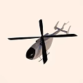Modern Helicopter With Black Rotors And Silver Body Flying In Clear Sky