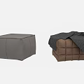 Gray and Brown Ottoman Sofa Stools Featuring Simple Design and Cozy Blanket on Brown
