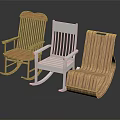 Wooden Rocking Chairs White And Natural Wood Design With Slat Back And Armrests