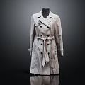 Stylish Light Gray Double Breasted Trench Coat With Waist Belt And Long Length