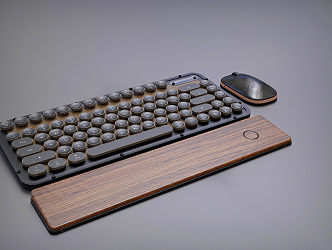 Modern Keyboard Solid Wood Black Key Wireless Bluetooth Mechanical Keyboard Mouse Combination Computer External Equipment Wireless Keyboard Mouse 3d model