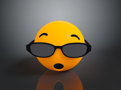 Yellow Emoji Decorative Item With Black Sunglasses And Surprised Expression For Daily Use 3d model