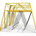 Yellow Metal Frame Playground Swing Structure With Multiple Swings For Kids