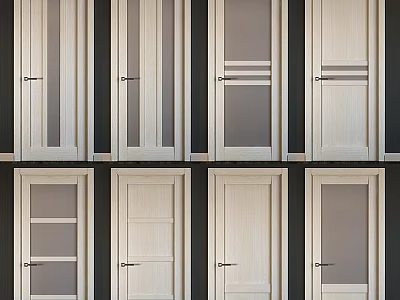 Various Stylish Interior Doors With Different Panel Designs And Glass Inserts 3d model