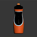 Orange Water Bottle With Black Lid And Textured Grip Shiny Surface