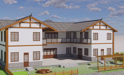 New Chinese Style Folk House Rural Folk House 3d model