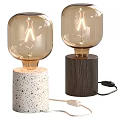 Modern Glass Table Lamps With Terrazzo And Wooden Bases For Home Decor