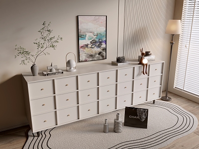 Modern Cream Style Bookcase Whole Cabinet Sideboard Cabinet Balcony Cabinet Storage Cabinet Entrance Cabinet 3d model