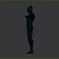 Detailed Mythical Character With Biological Armor And Glowing Blue Core Outstretched Arms