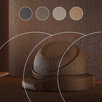 Brown Textured Background With Circular Color Swatches And Hemispherical Object With White Curved Lines 3d model