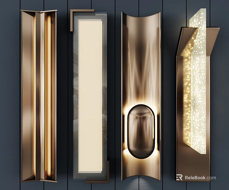 Modern Decorative Wall Lamps With Metallic Finish Sleek Shapes And Illuminated Designs 3d model 