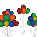 Colorful Balloon Bunches With Vibrant Assorted Colors Against White Background