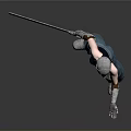 3D Futuristic Mechanical Character With Sword Helmet Mechanical Leg And Standing Pose
