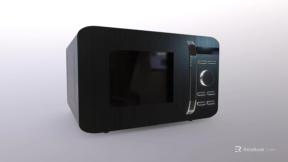 Black Microwave Oven With Glass Door And Control Panel For Kitchen Appliance 3d model 