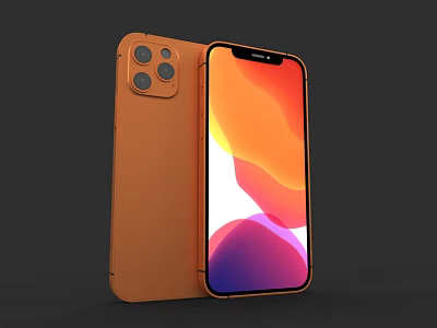 Orange Smartphone With Front Screen Display And Rear Camera Module Design 3d model