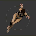 Woman In Black Bikini Sitting On Reflective Floor With Grey Black Gradient Background