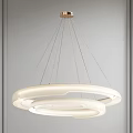 Modern White Circular Chandelier with Double Rings Suspended in Minimalist Interior Space
