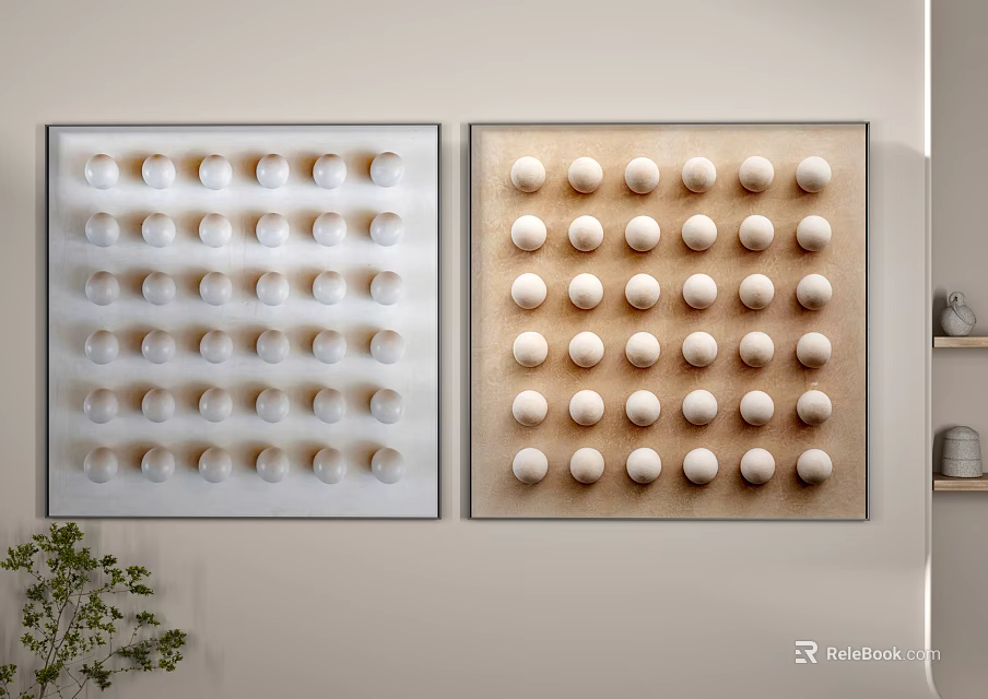 Square Decorative Wall Art With Neatly Arranged Circular Elements In Neutral Tones 3d model