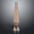 Tall Textured Abstract Sculpture With Vertical Lines And Triangular Bases 3d model