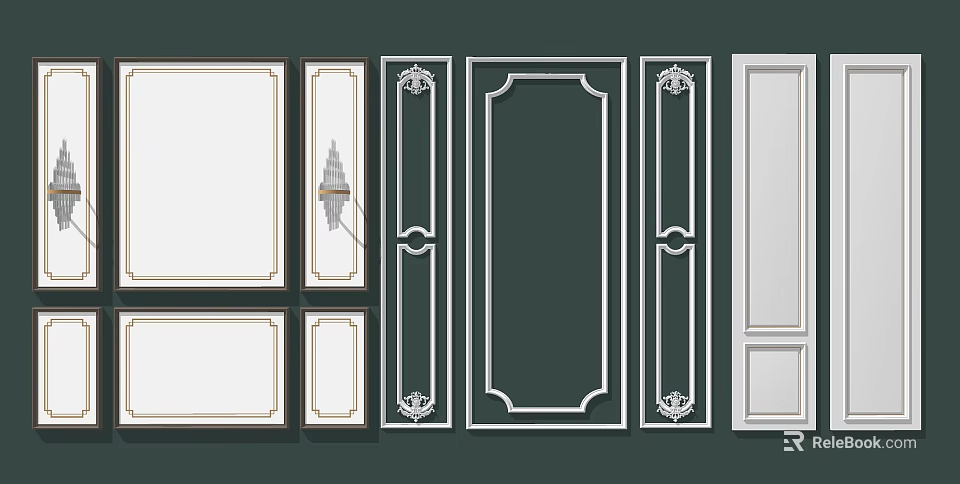 Decorative Wainscoting Panel Designs With Various Patterns And Styles For Interiors 3d model