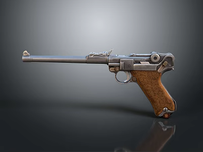 Vintage Revolver Weapon With Wooden Grip And Metallic Barrel Design 3d model