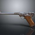 Vintage Revolver Weapon With Wooden Grip And Metallic Barrel Design