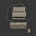 Vintage Computer Setup With Monitor Showing Code Desktop Tower Keyboard And Mouse 3d model
