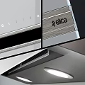 Modern Kitchen Appliances Range Hoods With Sleek Black Glass And LED Lights
