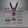 Stylish Apparel Accessories Collection With Glasses Masks Bow Ties And Star Pins