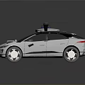 White Autonomous Car With Roof Sensor And Modern Design Features