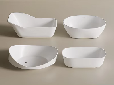 Modern White Ceramic Washbasins Collection Featuring Different Stylish Shapes And Designs 3d model