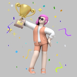 Cartoon Woman Anime Woman Win the Championship Scene Anime Scene 3d model